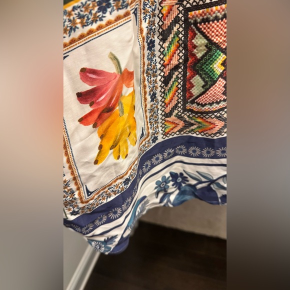 FARM RIO Tropical Mixed Scarves Button Up Shirt XS - Picture 9 of 10